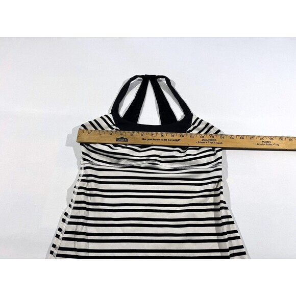 Lululemon Shirt Womens White Black Striped Scoop Me Up Built In Bra Tank Top 6 - Picture 4 of 7